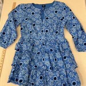 Roller Rabbit blue floral tiered dress